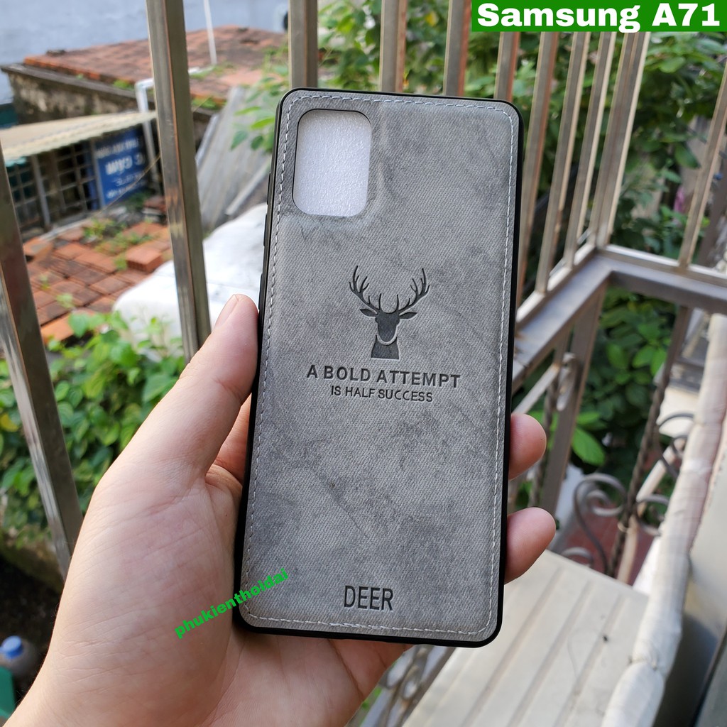 Ốp lưng Samsung A71 chống sốc vải đầu Hươu cao cấp