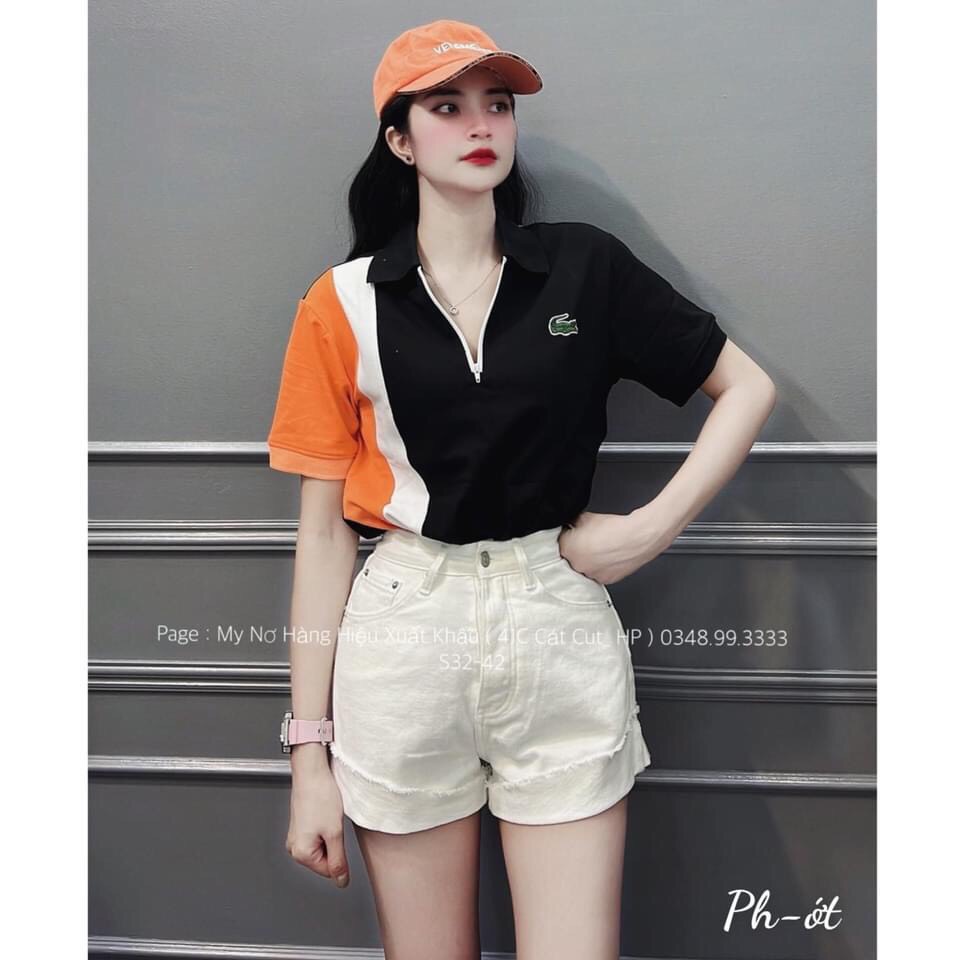 Áo Nữ Cộc Tay Polo Phối Màu  Hàng Loại1