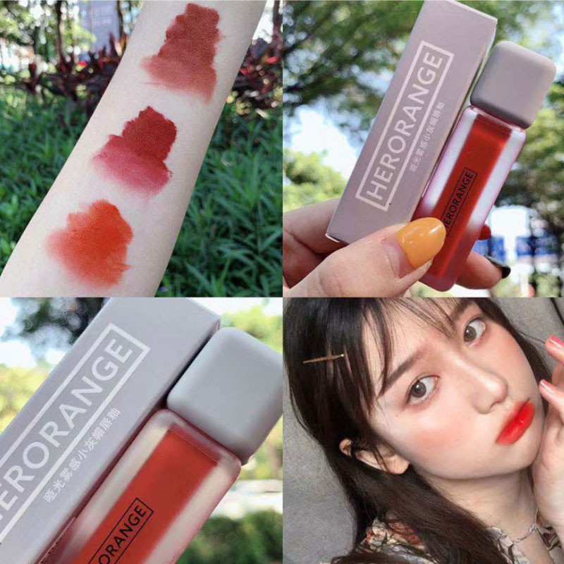 Son Kem Lì Herorange Siêu Xinh Chất Mềm Và Mịn Môi Chống Thấm Nước Lâu Trôi Hiệu Ứng Sương Mù, Kết Cấu Mịn Lì 6 Màu