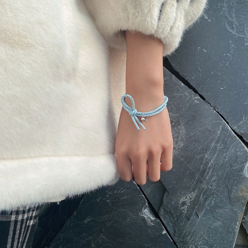 Bộ 2 vòng đeo tay tình bạn có nam châm co giãn mặt hình trái tim xinh xắn cho nam nữ