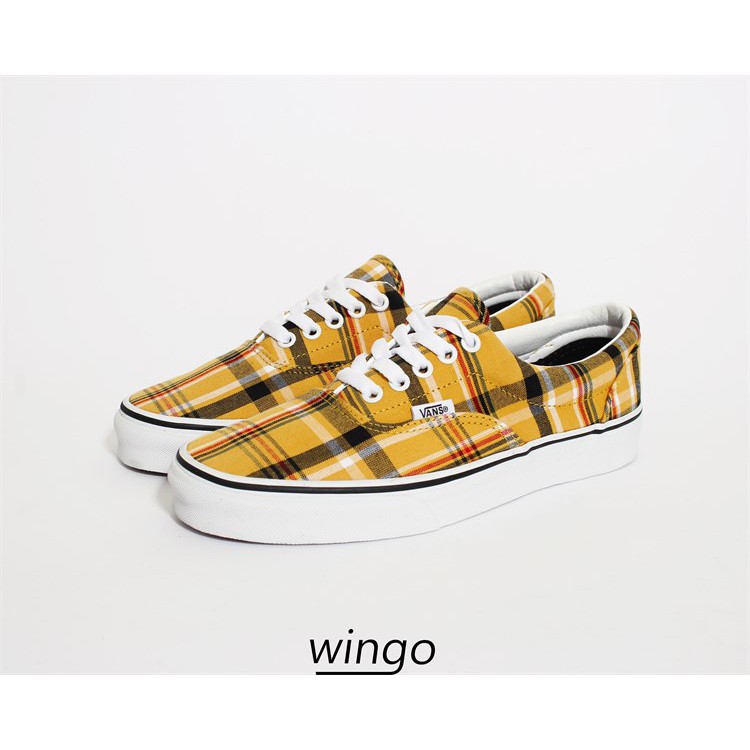 vans plaid era yellow