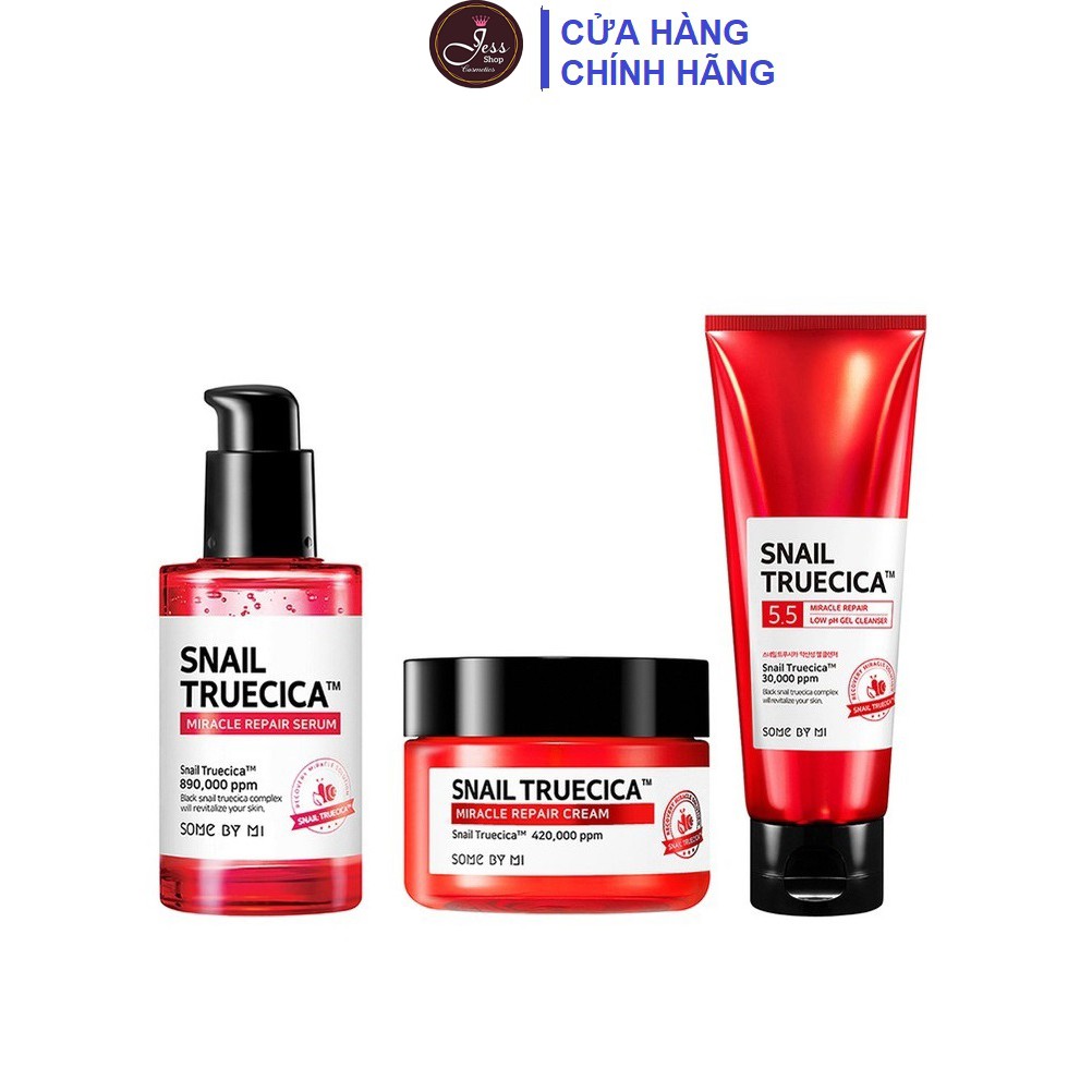 Combo 3 Món Ốc Sên Giảm Sẹo Lõm Some By Mi Snail Truecica (Serum + Srm + Kem Dưỡng)