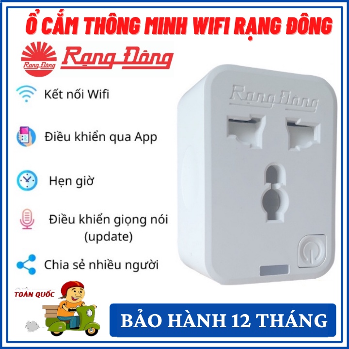 Ổ Cắm Thông Minh Wifi Rạng Đông - Ổ Cắm Điện Đa Năng Hẹn Giờ , Điều Khiển Từ Xa - Bảo Hành 12 Tháng