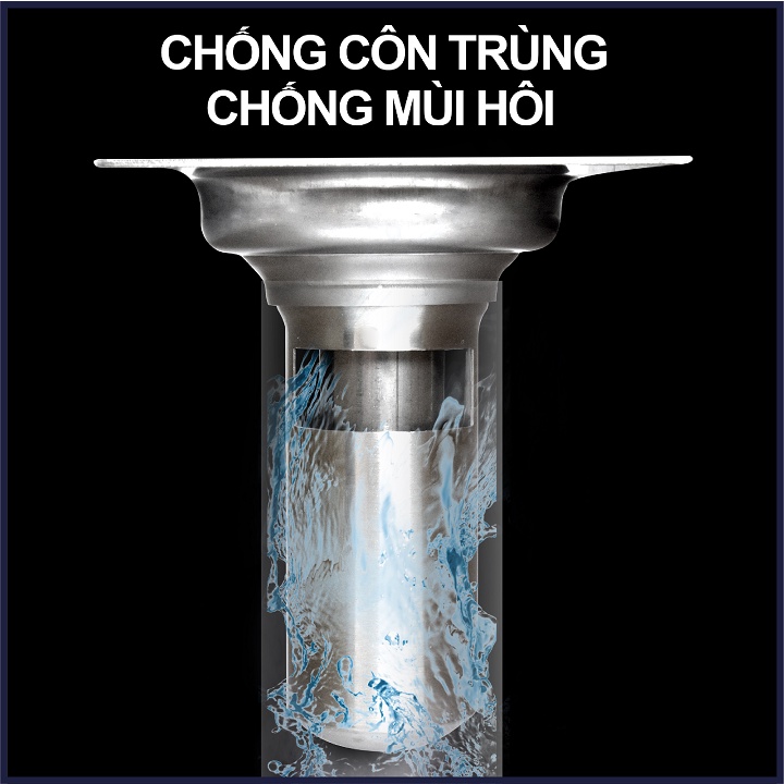 Phễu ga thoát sàn ngăn mùi hôi inox 304 mặt gương bóng kích thước 100x100mm HIWIN FD-4210