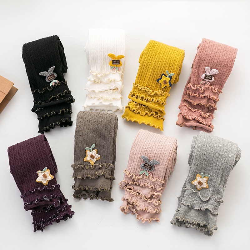 Quần legging dệt kim vải cotton thời trang cho bé gái 0-6 tuổi