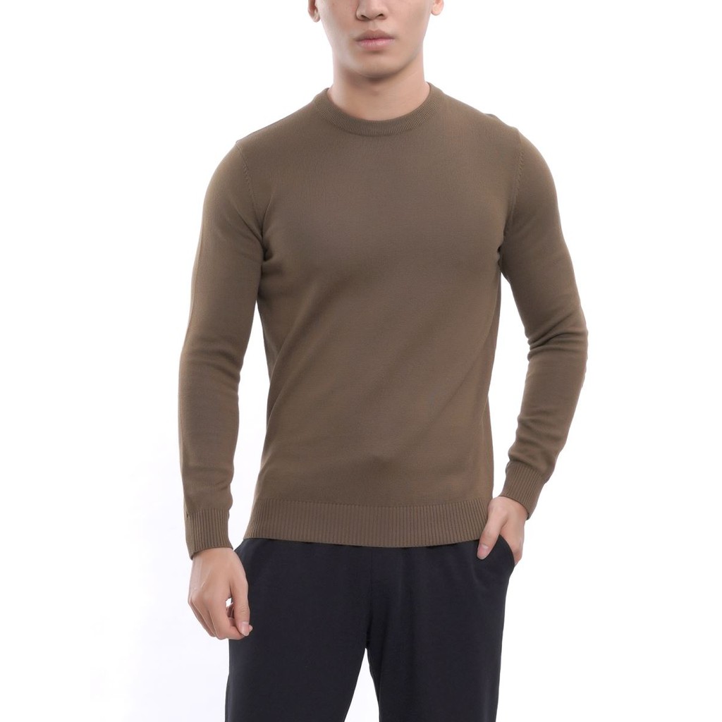 Áo len aristino màu rêu slim fit AWO031W7