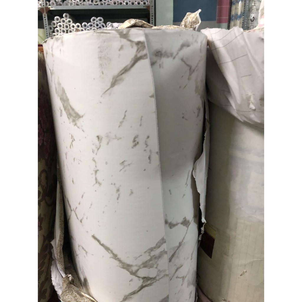 1M x 45cm Giấy dán tường có sẵn keo - đá hoa cương vân xám nền trắng