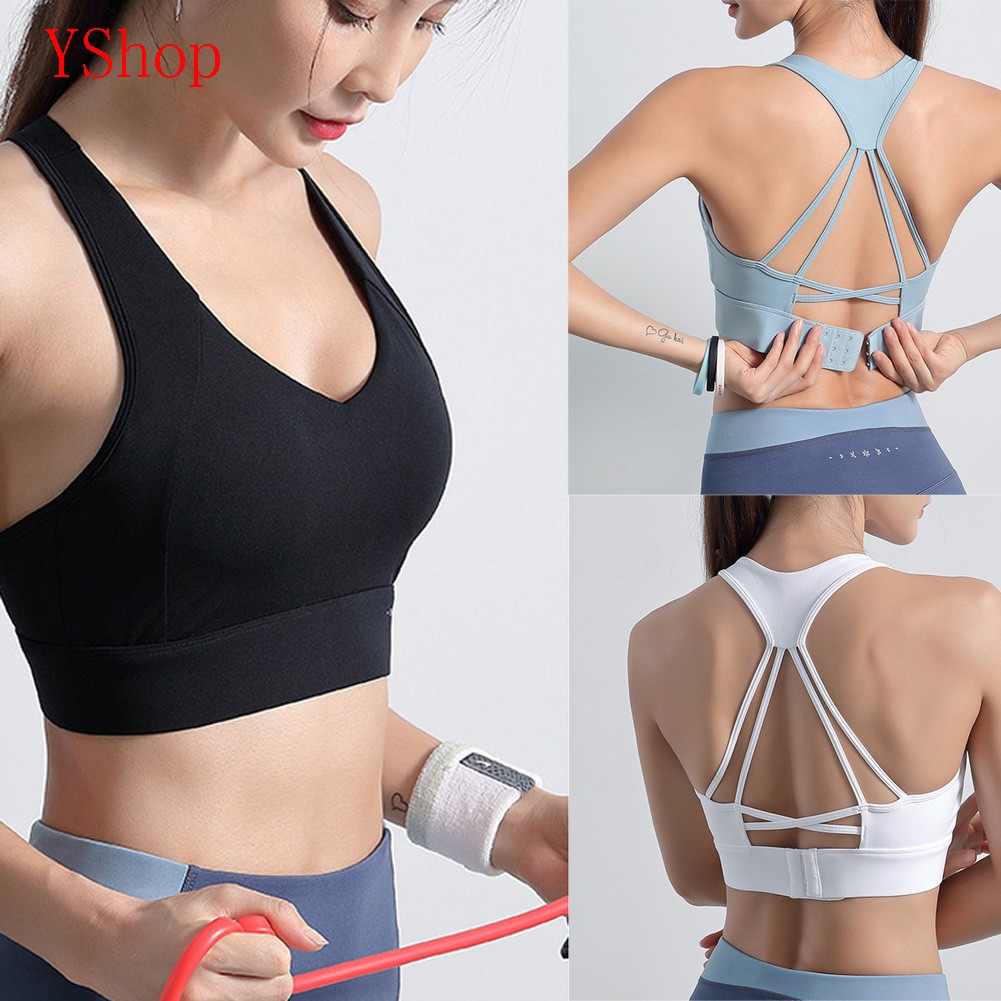 Womens Sports Bra,High Impact Gym Running Workout Yoga Bras Padded Criss Cross Straps Back