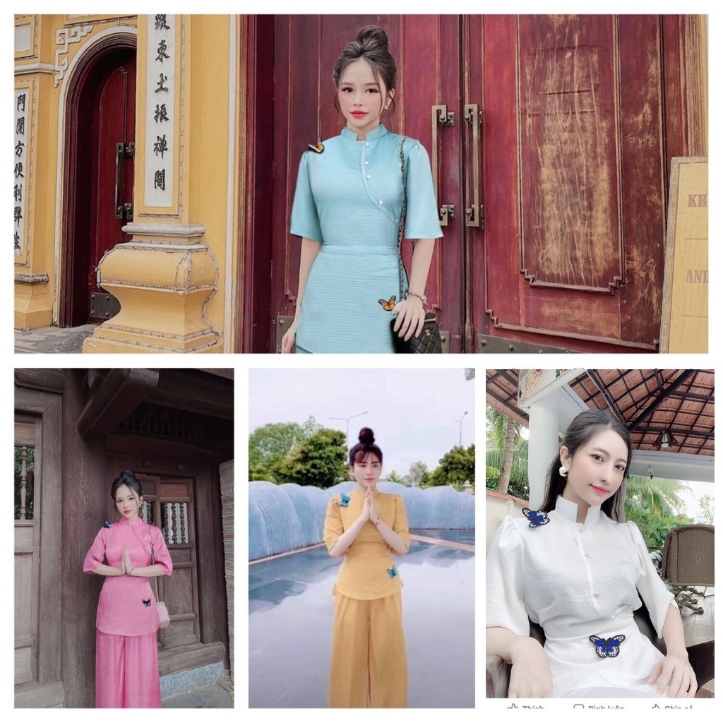 [Mã WASTCOOL giảm 15% tối đa 50K đơn 99K] Đồ lam đi chùa cao cấp AL031 kết cườm thêu bướm cực đẹp | BigBuy360 - bigbuy360.vn