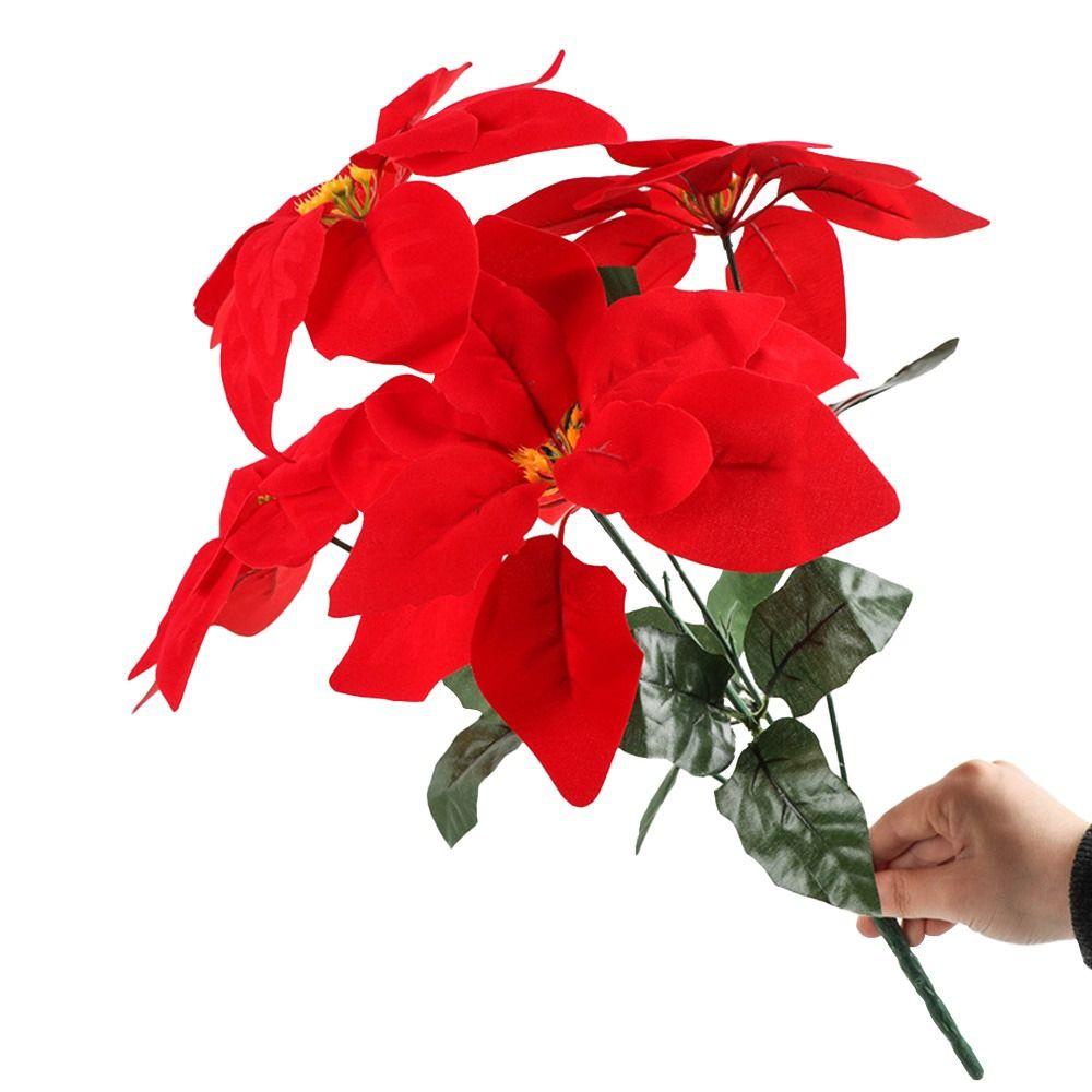 Bộ 5 Bông Hoa Nhân Tạo Dùng Trang Trí Tiệc Cưới / Giáng Sinh