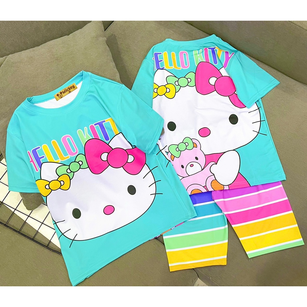 Đồ bộ ngố❤️ bộ lửng bé gái 25-45kg thun lạnh 3D mềm mịn thấm hút mồ hôi tốt J395