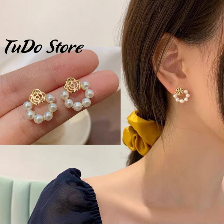 Khuyên tai, bông tai nữ Hàn quốc mạ bạc 925 hình tròn phong cách dễ thương HT14