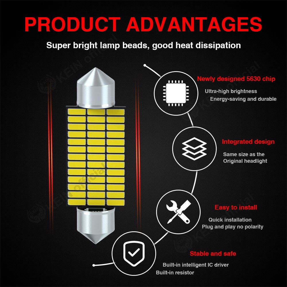 Bóng Đèn Led T10 BA9S T4W W5W 31MM 36MM 39MM 41MM Ánh Sáng Trắng Dành Cho Ô Tô / Mô Tô