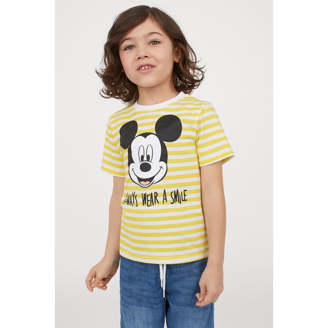 SALE -  [Rẻ Vô Địch] Áo thun cộc tay bé trai - Set 2 áo cộc tay Hm Mickey vàng chất cotton cho bé trai size 2-10t