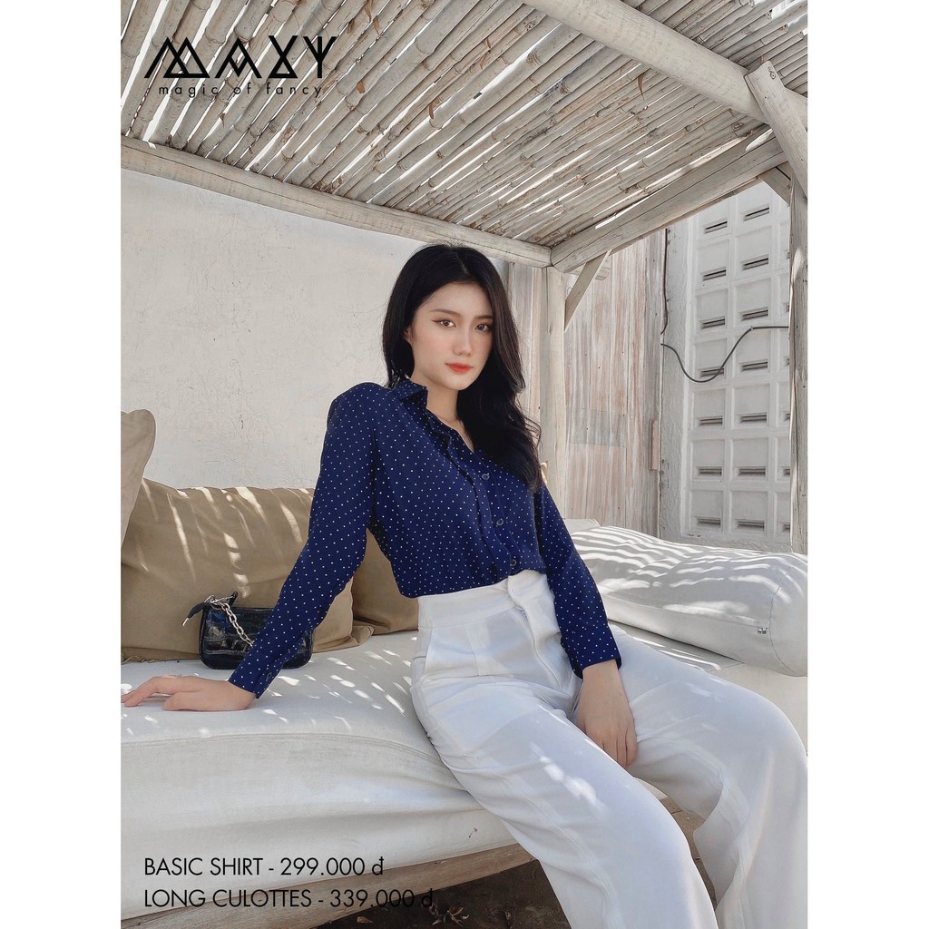 Áo sơ mi nữ chấm bi navy polka shirt Maxy Workshop