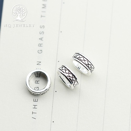 Charm bạc chặn hạt họa tiết hoa văn - NQ Jewelry