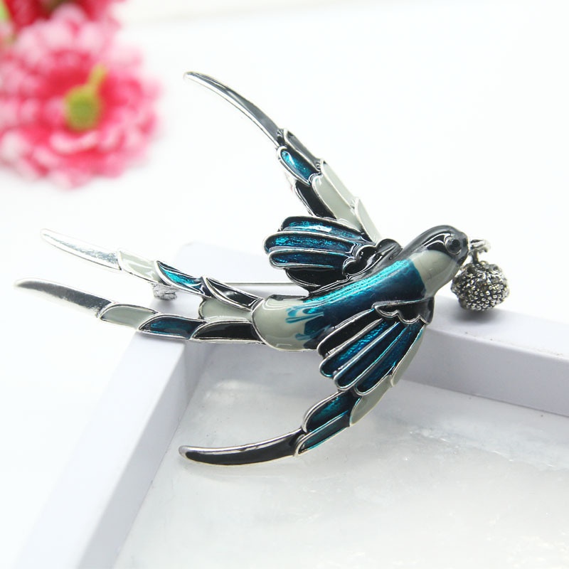 Ghim cài áo hình chim én nhiều màu sắc dễ thương