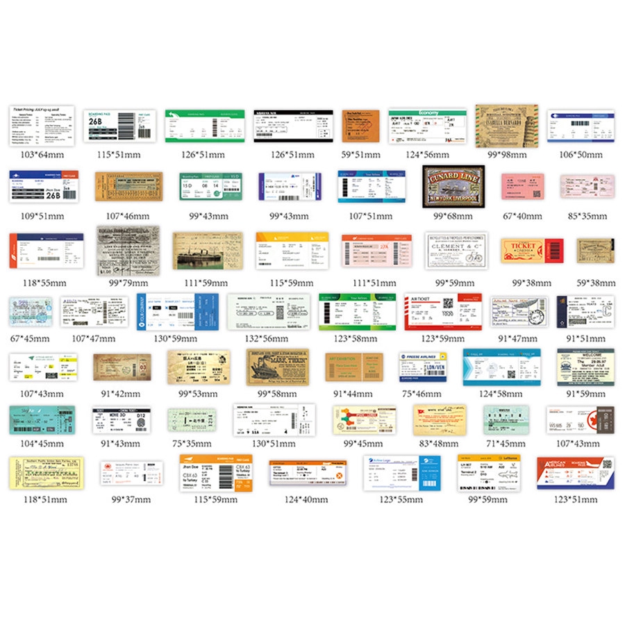 55Pcs/Set ❉ Airlines Flight Series 02 - Airline Company Tickets Air Boarding Pass Tickets Stickers ❉DIY Fashion Mixed Waterproof Doodle Decals Stickers