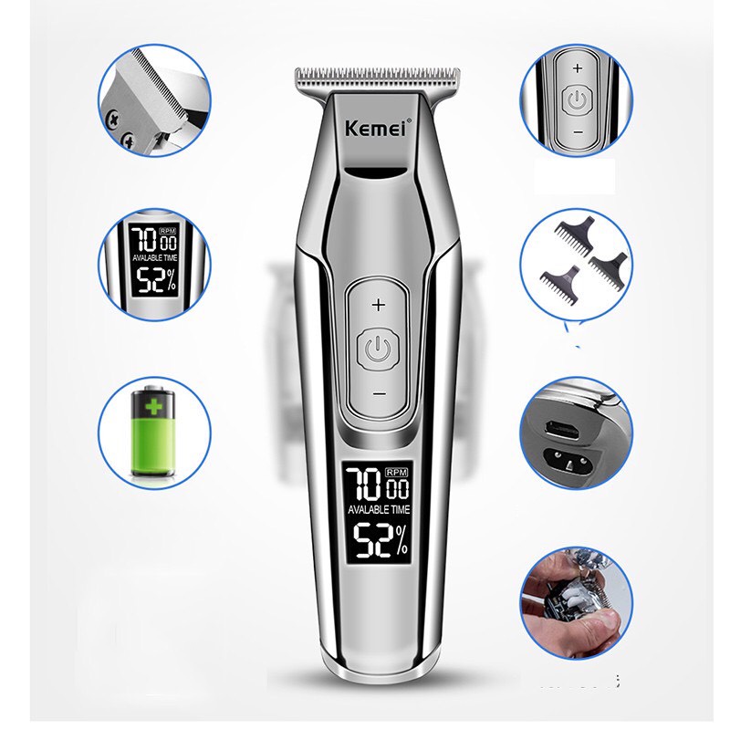 Tông đơ chấn viền động cơ turbo cao cấp kemei 5027,tăng đơ cạo viển kẻ chân tóc chuyên nghiệp