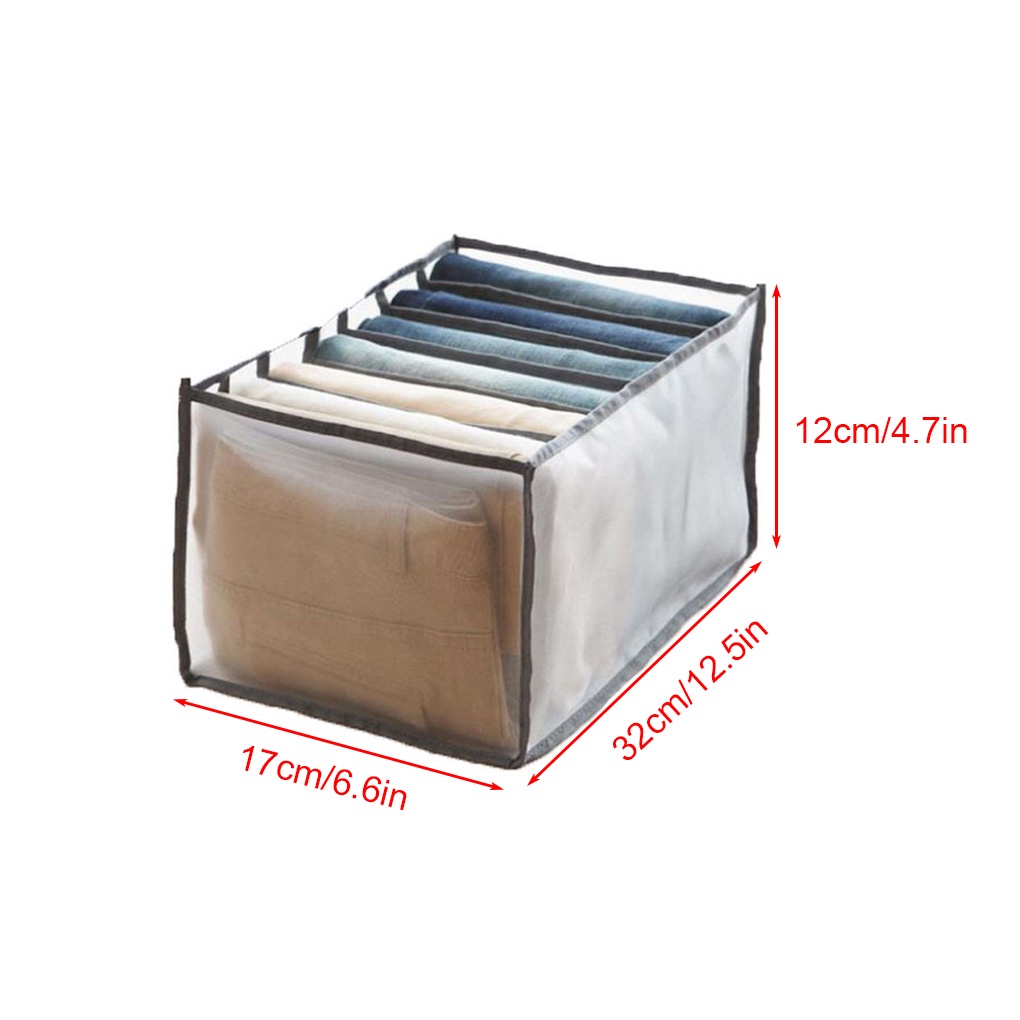 Hộp lưới nylon đựng vớ/ đồ lót/ quần áo chia ngăn gấp gọn cho ngăn kéo