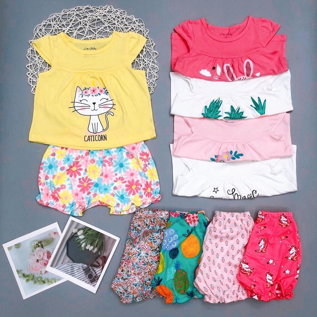 Bộ Thun Bé Gái, Size 1-8, Hàng Made In Vn, Chất Cotton Xuất Dư Đẹp, Áo Cánh Tiên, Quần Bo Chun Siêu Đáng Yêu