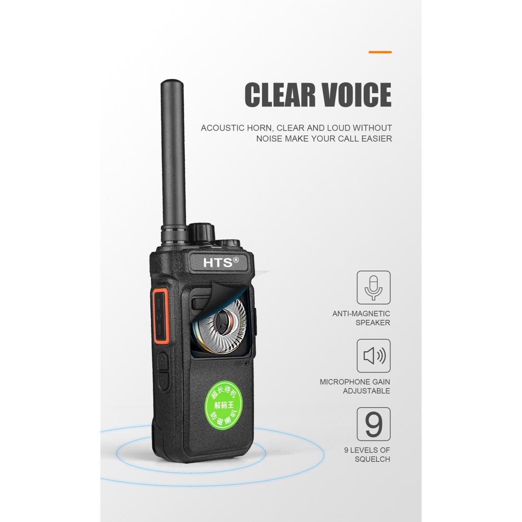 Bộ đàm HTS CP988 (Nhỏ gọn, 2 chế độ sạc, Pin dung lượng cao sử dụng &gt;18 tiếng, độ bền cao)