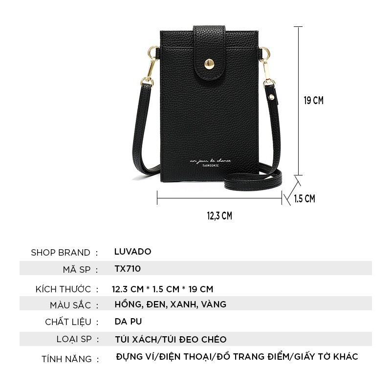 Túi đeo chéo nữ mini đi học TAOMICMIC cá tính giá rẻ dễ thương nhiều ngăn LUVADO TX710
