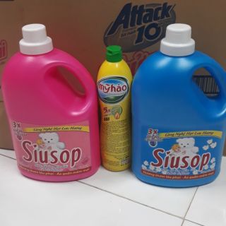 Nước xả làm mềm vải siusop 3.8kg tặng kèm rửa chén mỹ hảo 750g.