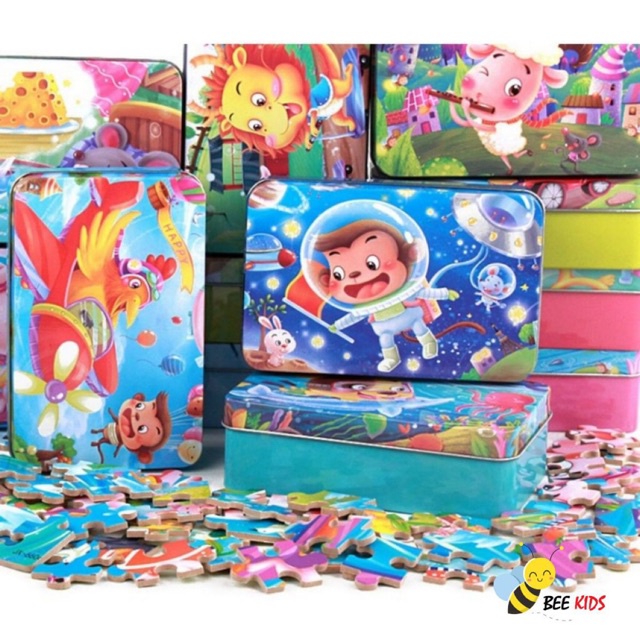 [CHỌN MẪU] Bộ ghép hình puzzle 60 miếng hộp đựng cho bé