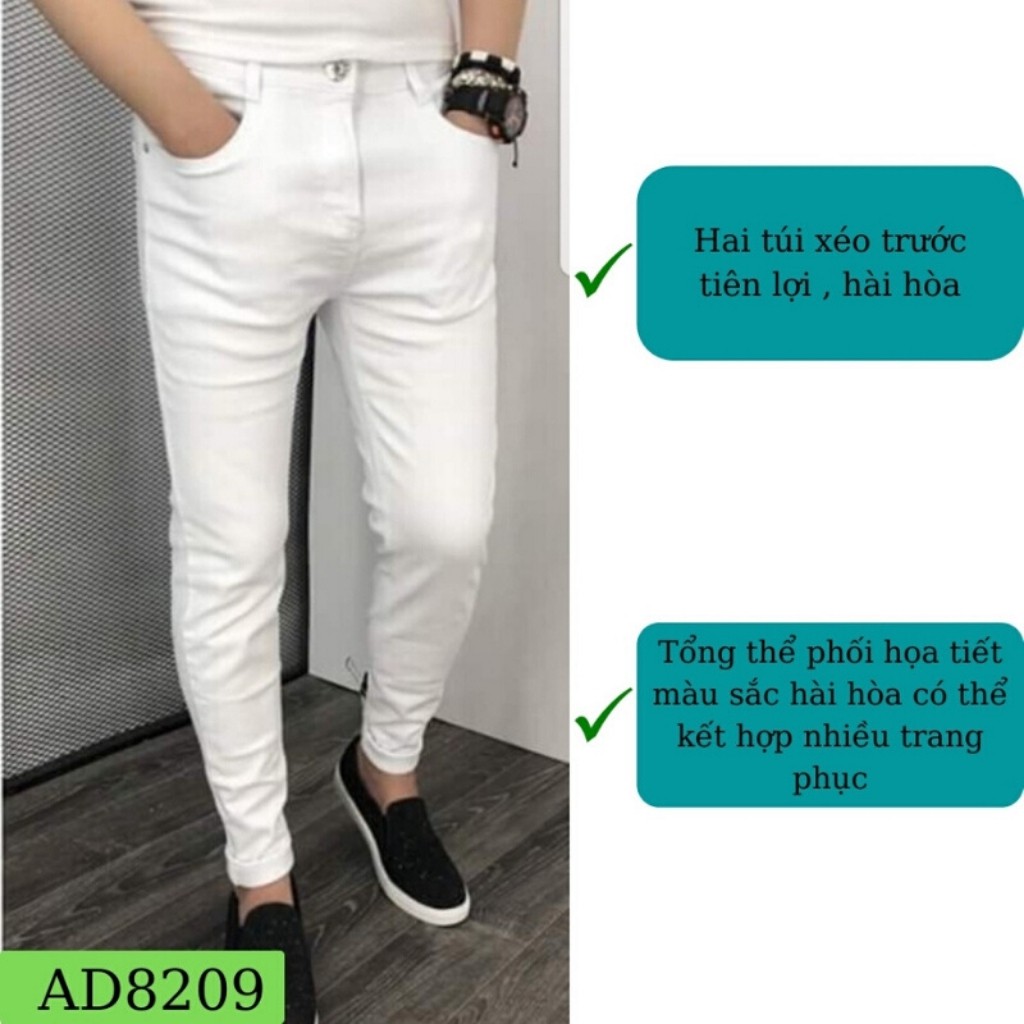 Quần Jean Nam Chất Bò AD25TG Trắng Trơn Cao Cấp Trẻ Trung Phong Cách Cá Tính | BigBuy360 - bigbuy360.vn