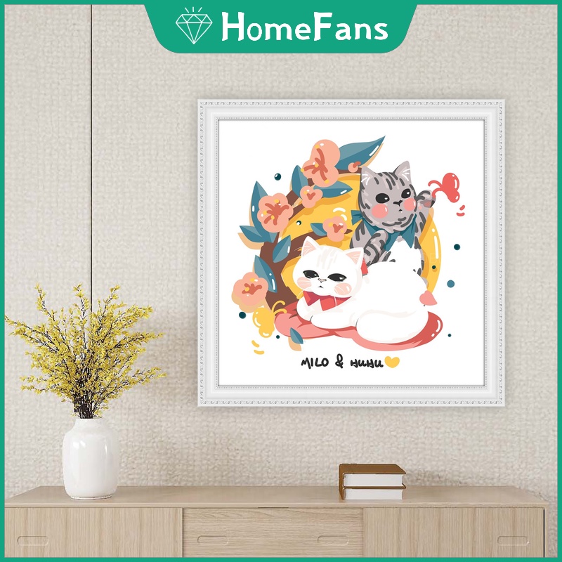 Bộ Tranh Đính Đá 5D Tự Làm 40x40cm/50x50cm Hình Mèo Xinh Xắn Trang Trí Phòng Ngủ Cho Bé