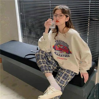 Bộ nỉ áo xám quần kẻ chun siêu cá tính