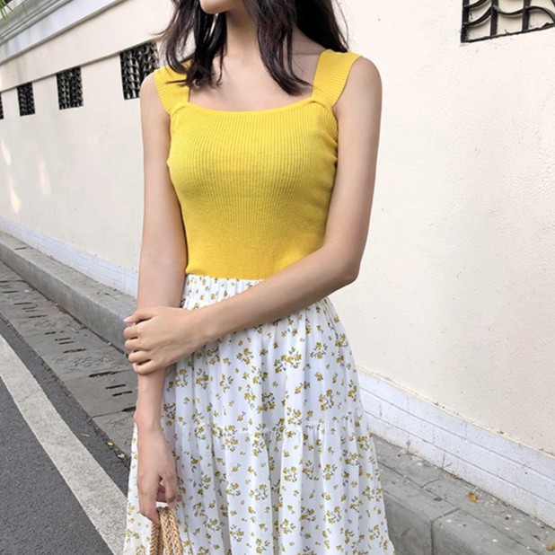 Áo hai dây màu trơn phong cách Hàn Quốc | BigBuy360 - bigbuy360.vn