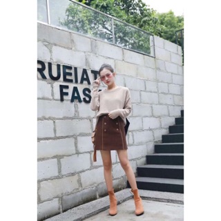 Chân váy dạ chữ a 6 khuy a011