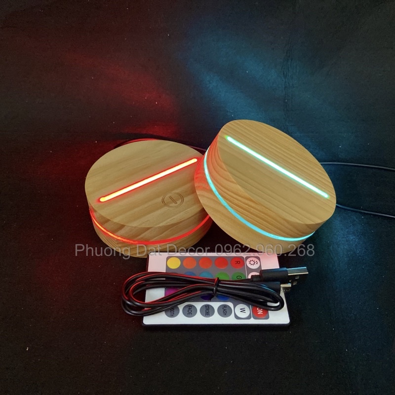 Đế Đèn Ngủ Led 3D Bằng Gỗ Cao Cấp