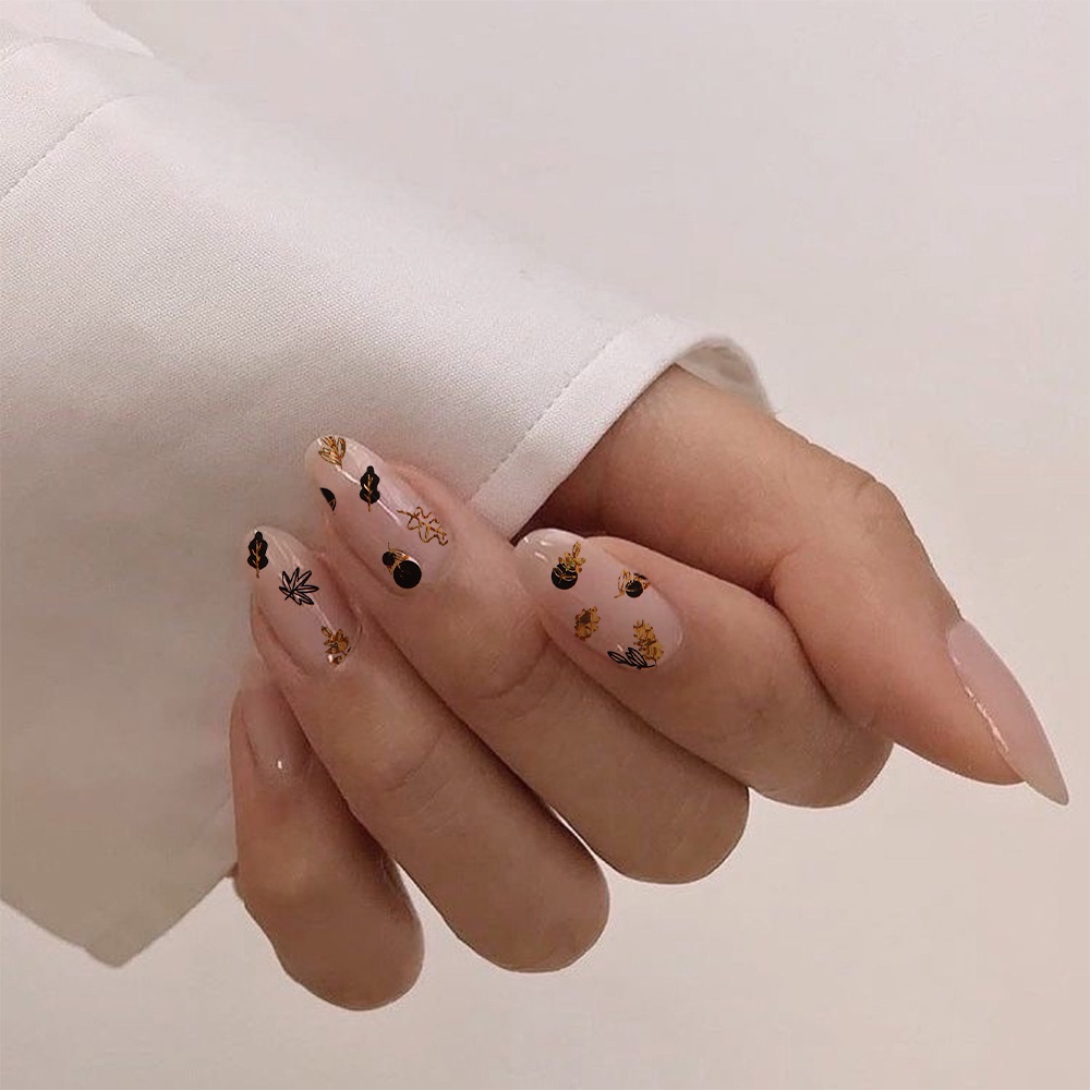 [Hàng mới về] Miếng dán trang trí móng tay phối màu vàng và đen phong cách hawaii