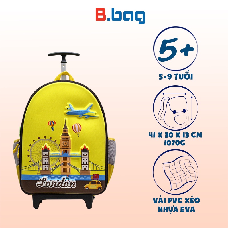 Balo cần kéo b.bag around the world dành cho học sinh cấp 1 - ảnh sản phẩm 4