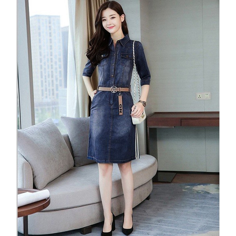 ĐẦM JEAN SỌC TRẮNG TAY LỠ – MS: D771 | BigBuy360 - bigbuy360.vn