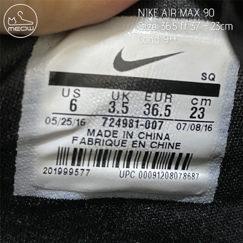 giày thể thao 2hand [NIKE AIR MAX 90 size 36.5]