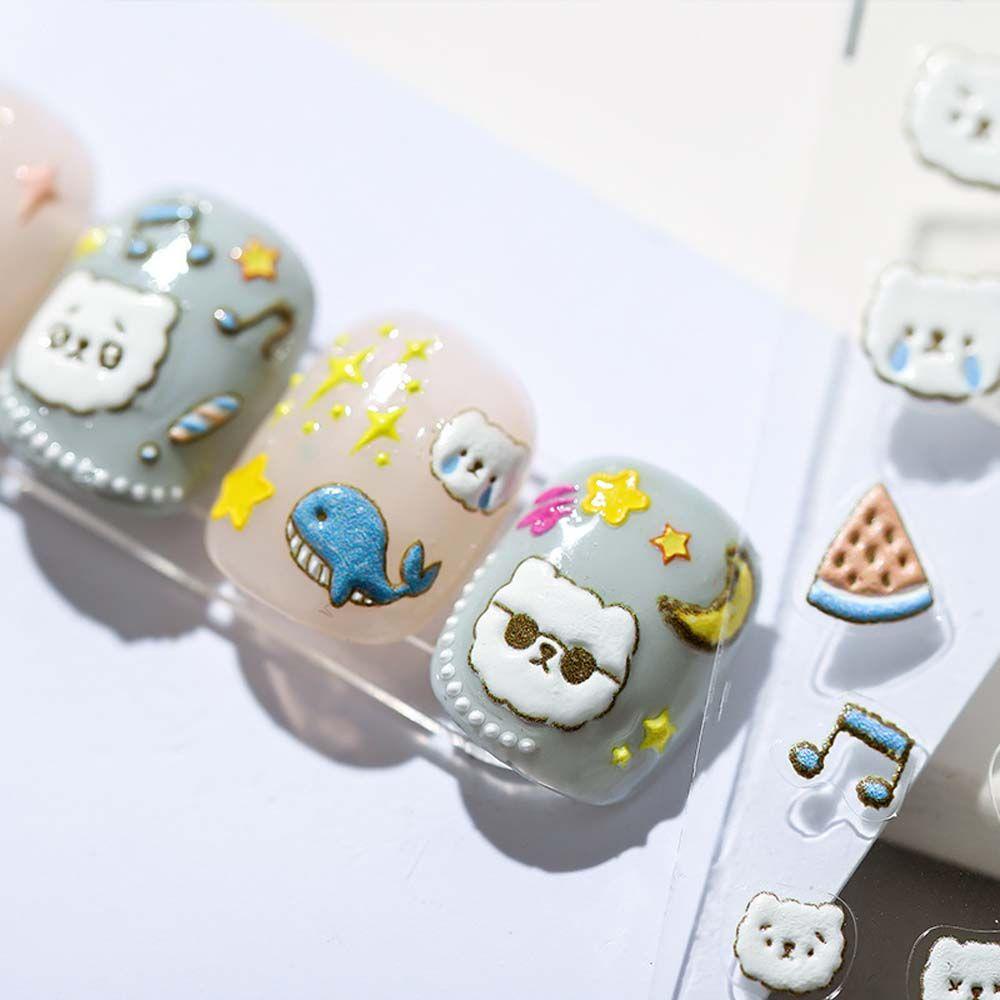 Miếng Dán Trang Trí Móng Tay Hình Gấu 3D DIY