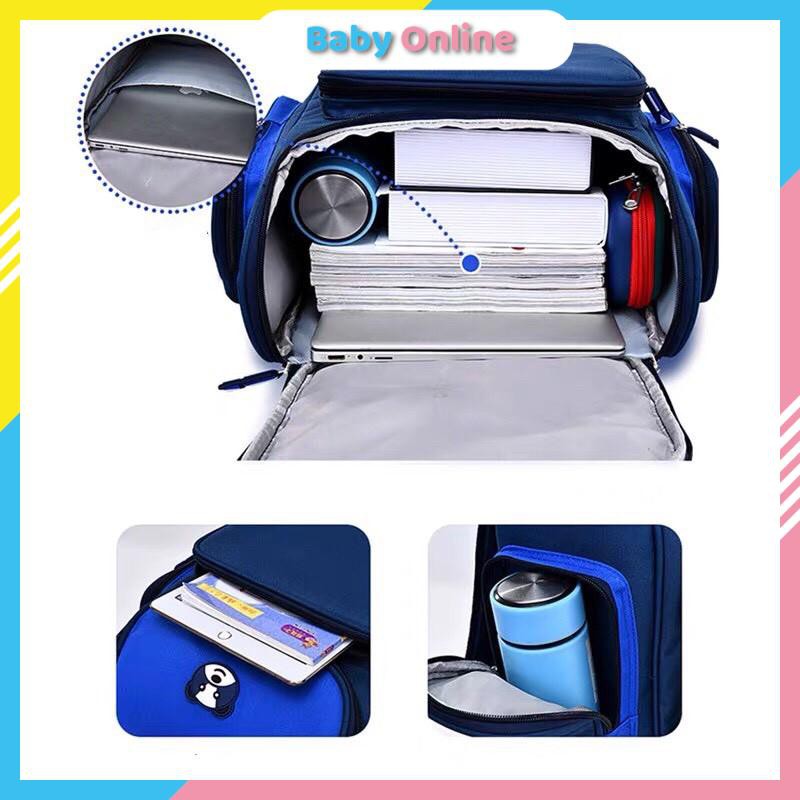 Balo đi học cho bé trai bé gái tiểu học balo chống gù chống thấm nước vải dù hình gấu