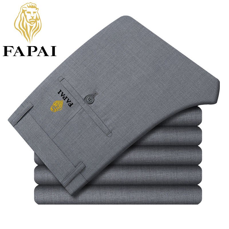 Quần Tây Vải Lụa Lạnh Mỏng Dáng Rộng Ống Thẳng Cao Cấp Kiểu Phương Tây Cho Nam Trung Niên