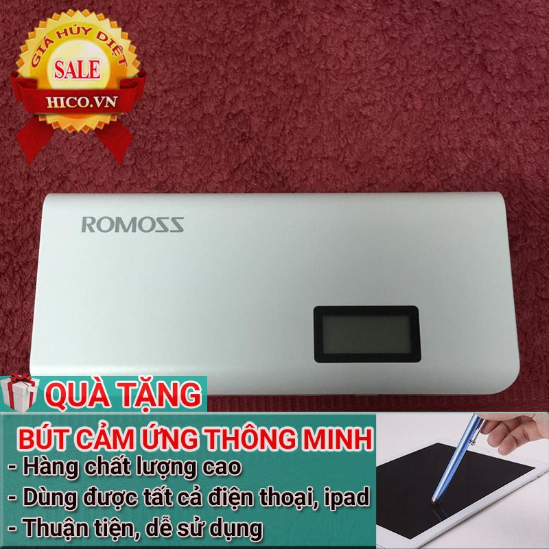 PIN SẠC DỰ PHÒNG ROMOSS SENSEN 4 10400MAH PLUS - MÀN HÌNH LCD - KM BÚT CẢM Ứng