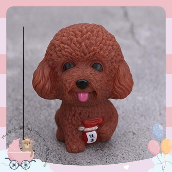 Chó puddle nhựa nhẹ trang trí bánh kem dễ thương