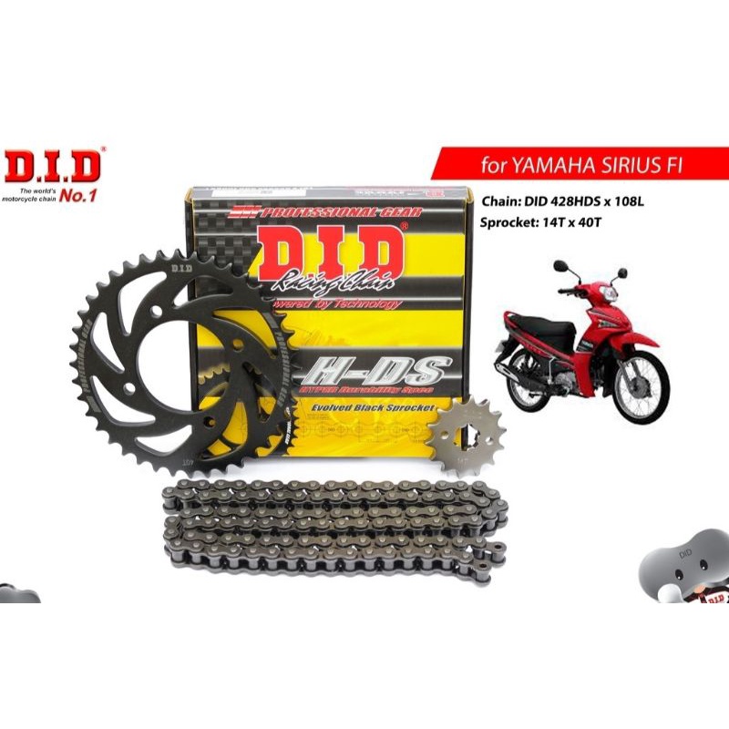 Nhông sên dĩa DID YAMAHA SIRIUS FI / TAURUS – Sên đen 10ly DID HDS