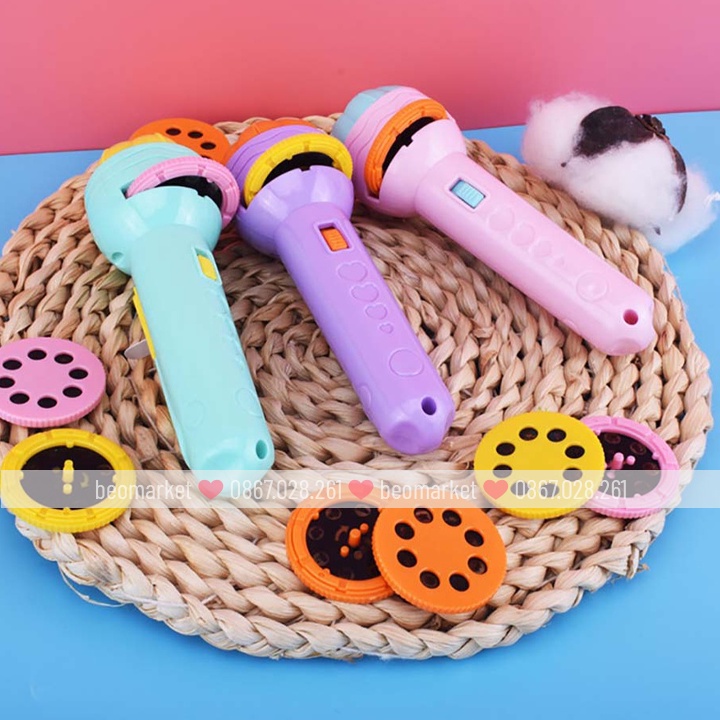 Đèn pin chiếu 80 hình ảnh cho bé thoả thích khám phá hoa quả, động vật, côn trùng, phương tiện, siêu nhân có hộp