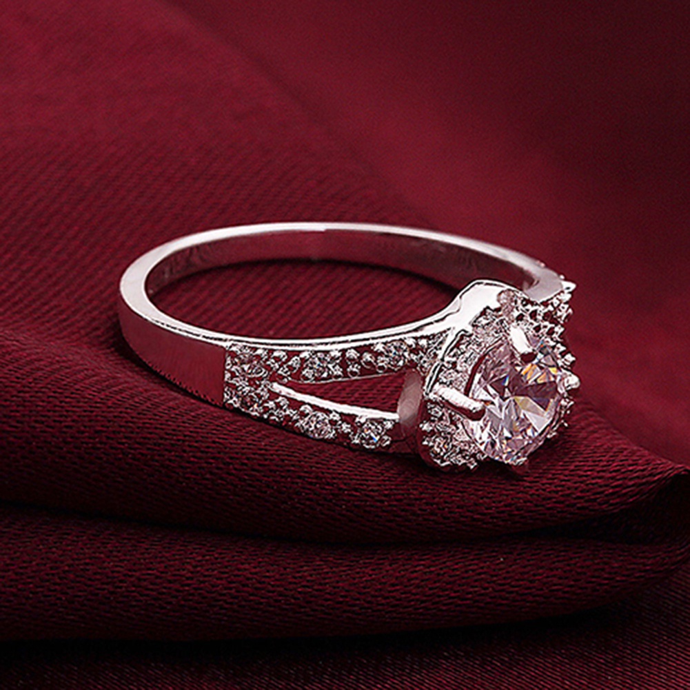 Nhẫn mạ bạc 925 đính đá quý nhân tạo hình tim xinh xắn cá tính dành cho nữ