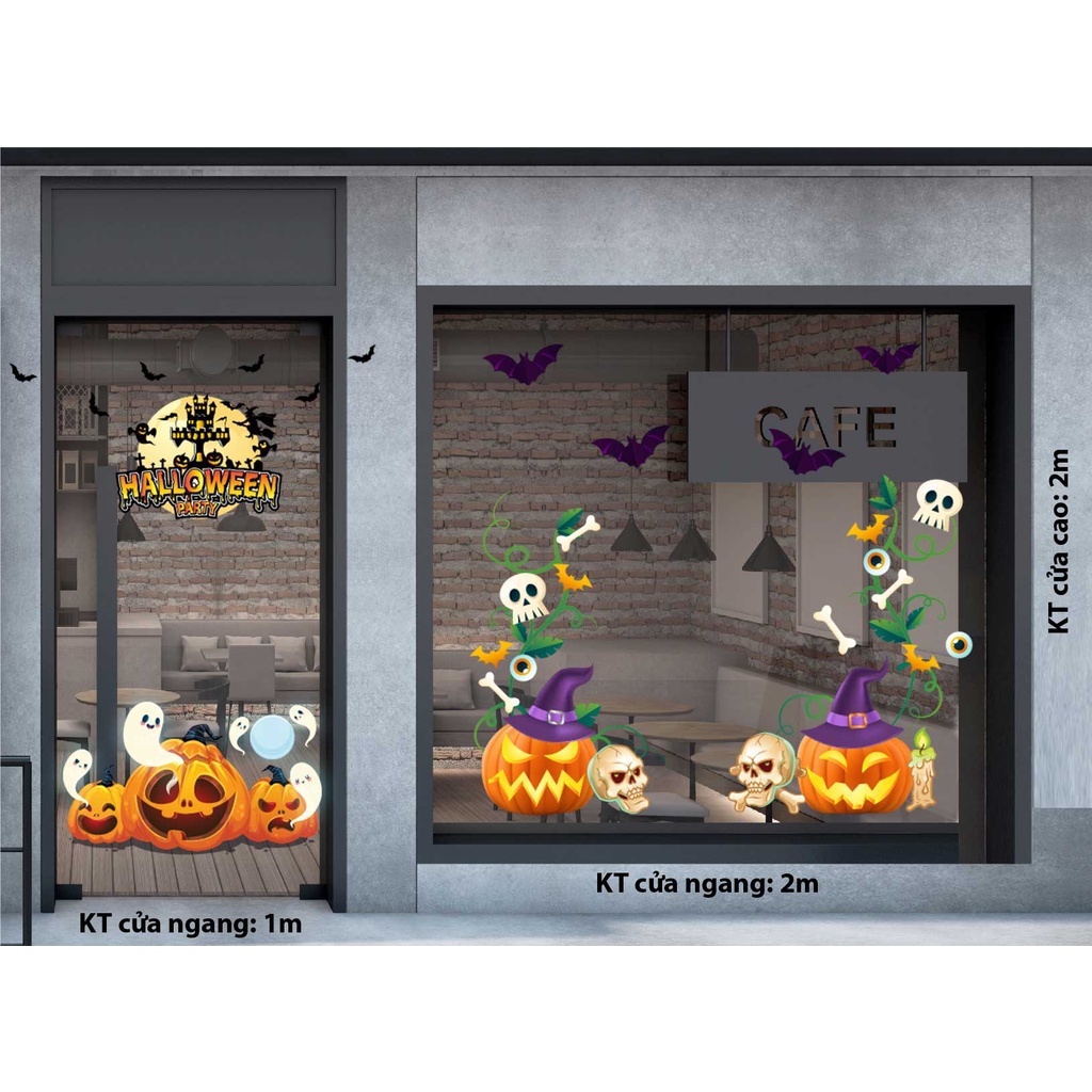 DECAL TRANG TRÍ HALLOWEEN COMBO SỐ 12