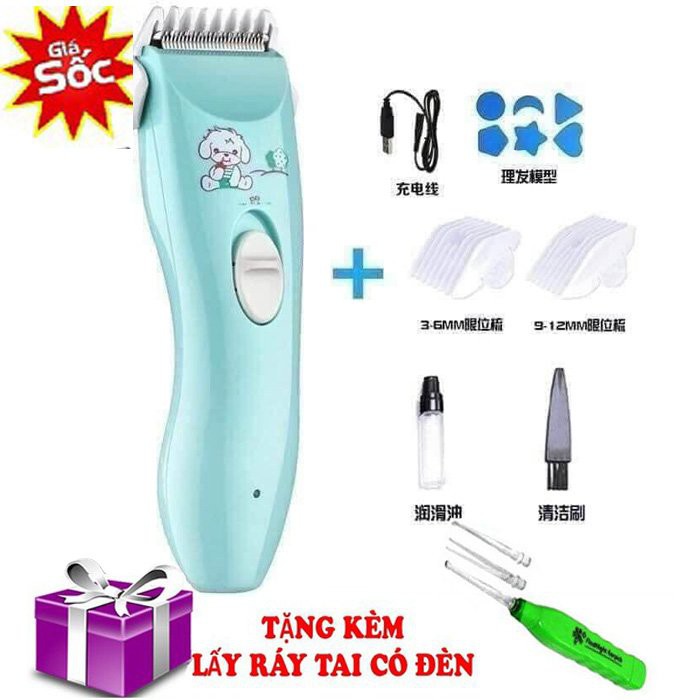Tăng đơ cắt tóc cho bé HÀNG CHUẨN BẢO HÀNH 1 NĂM TẶNG KÈM 1 LẤY RÁY TAI CÓ ĐÈN
