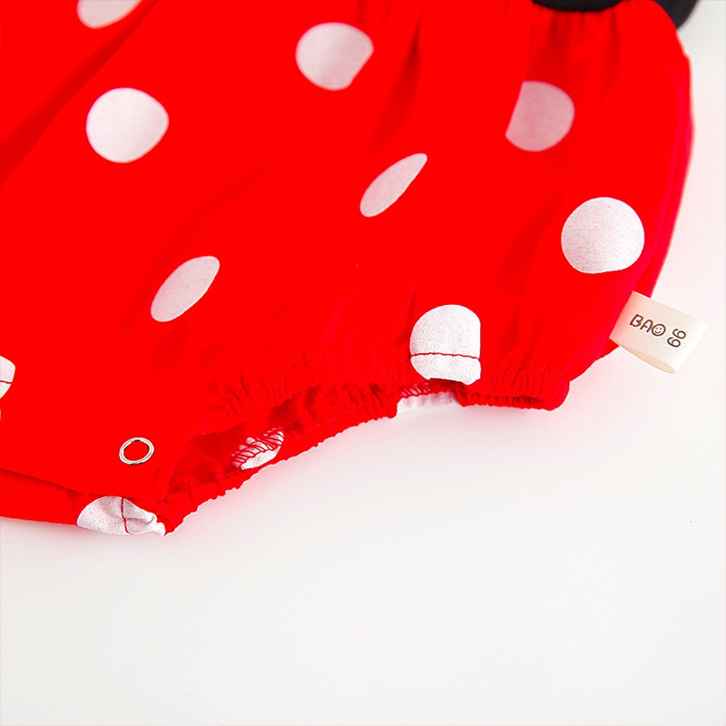 Bộ Áo Liền Quần Chấm Bi Dễ Thương Cho Bé Gái